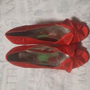 Wild Rose heels/ Red, peep-toe, 6 inch
